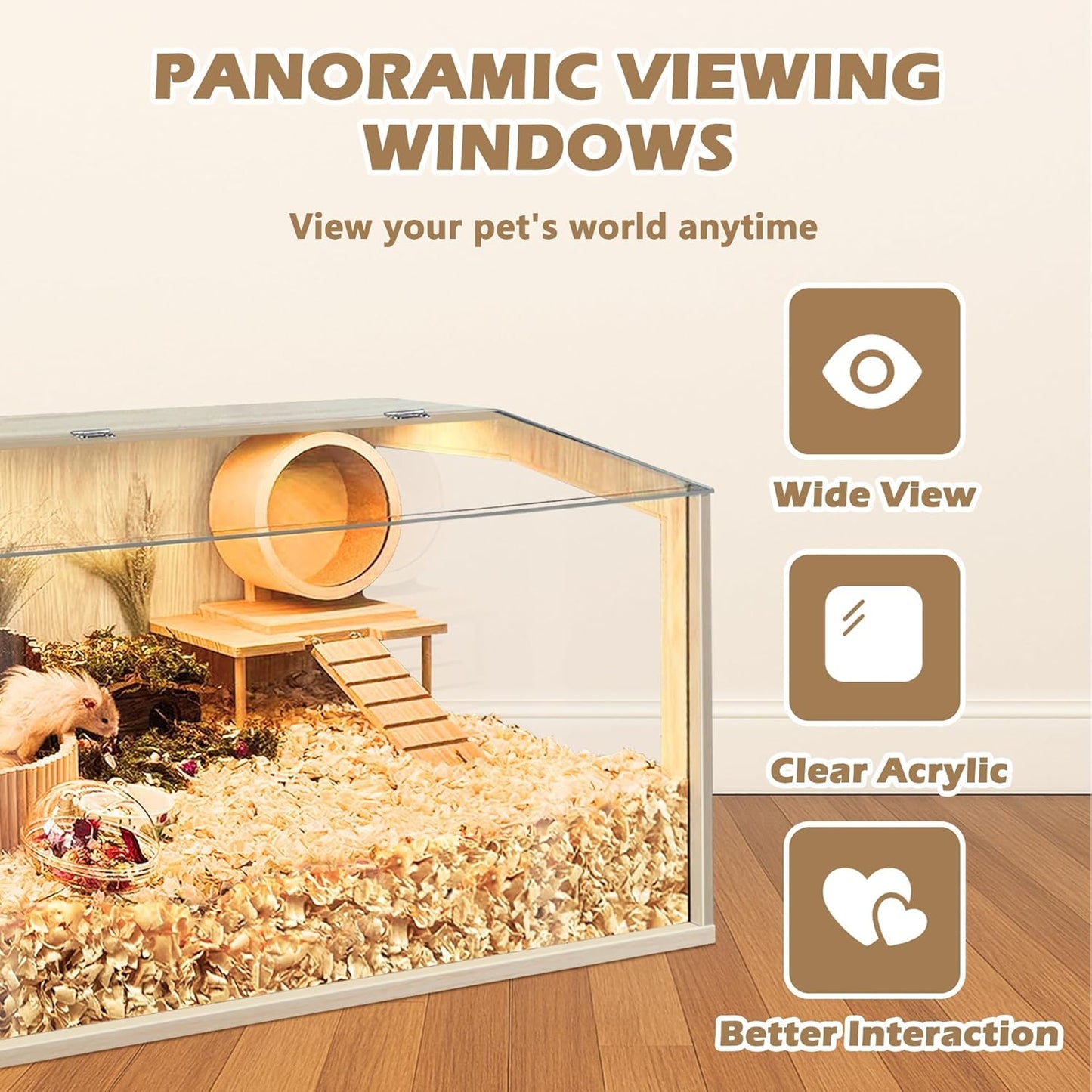 Prolee Hamster Cage Chewproof, Large Hamster Cage,Guinea Pig Cages Openable Top with Acrylic Sheets Solid Built, Hamster Habitat 24"