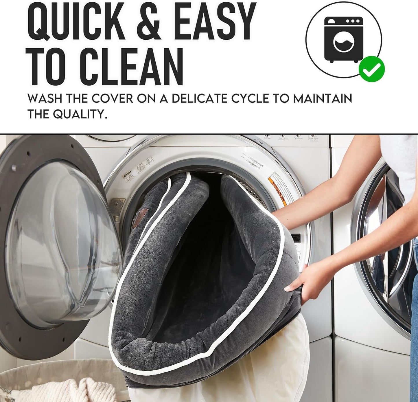 OhGeni Orthopedic Dog Couch Pet Sofa Medium Sized Cat Beds with Comfort Foam Support, Soft Comfortable Fabric, Machine Washable Waterproof Removable Cover, 28-Inch (Gray)