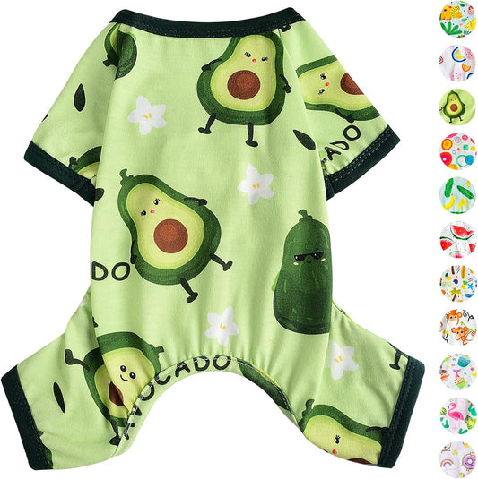 Dog Pajamas Pjs Summer Dog Clothes for Small Dogs Girl - Boy - Medium Size Dogs, Soft Stretchy Puppy Clothes Doggie Onesies Fall Cat Pet Jumpsuit Jammies Outfit, Avocado Green