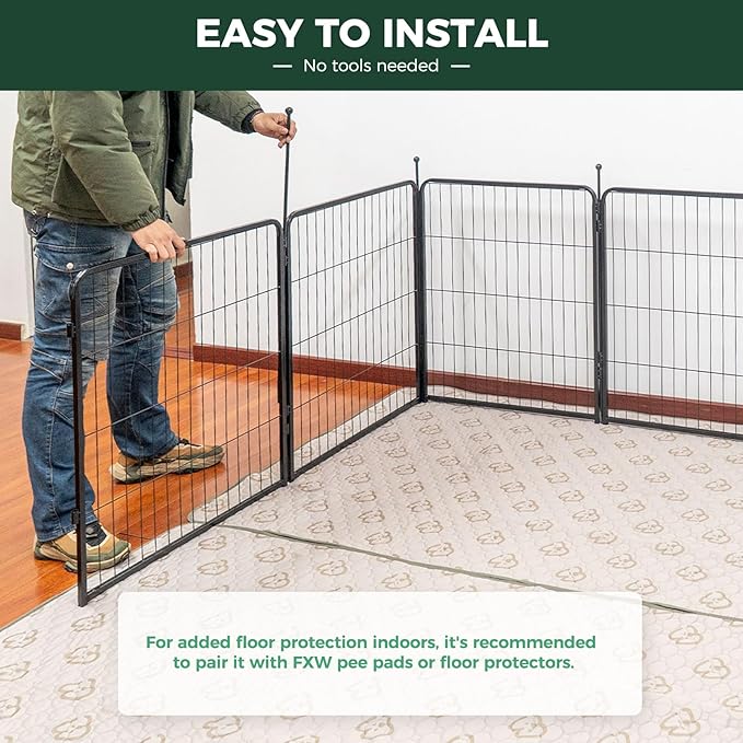 FXW Rollick Unleashed Dog Playpen for Indoor, Yard, RV Camping, 40 inch 16 Panels for Medium and Large Dogs│Patented
