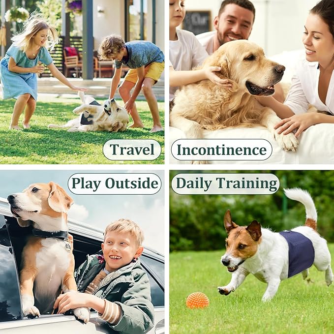 Reusable Dog Diapers Male, Premium Washable Belly Bands for Dogs, Pack of 5, High Absorbing Medium Male Dog Wraps for Doggie & Puppy in Incontinence or Excitable Urination and Training(M)