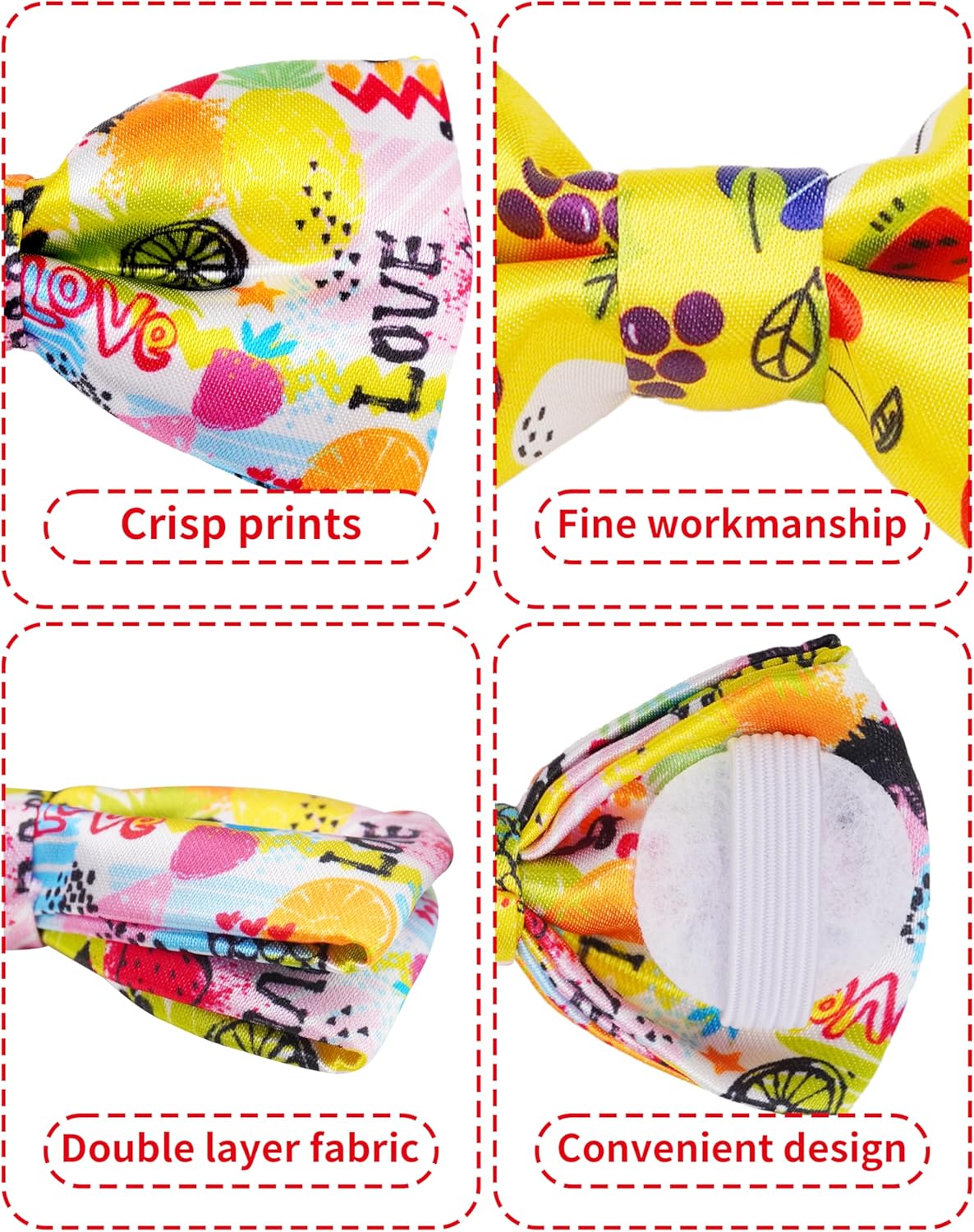 PET SHOW 10 Pack Fruit Small Dog Bow Ties Sliding Collar Attachments Puppy Cats Strawberry Bowties for Medium Dogs Avocado Bowknots Holiday Party Pet Grooming Accessories(Small)