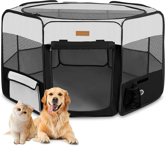 Dog Playpen, Portable Pet Play Pen for Cat, Puppies, Rabbits, Chickens, Foldable Large-Capacity Pet Tent for Indoor/Outdoor Travel Camping (Size XL Without Carry Bag)