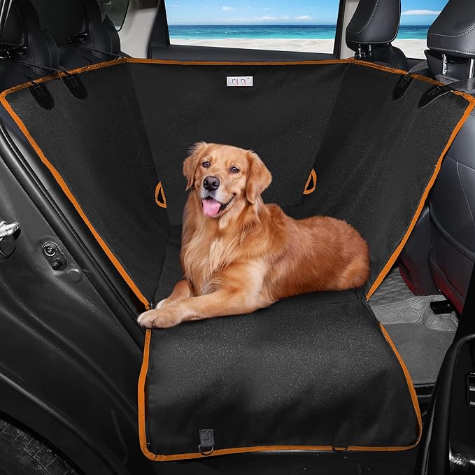 njnj Dog Car Seat Cover for Back Seat - Waterproof Dog Half Hammock for Cars,Scratchproof Pet Backseat Protector,Perdurable,Non-Slip Booster Seat for Small,Medium and Large Dogs