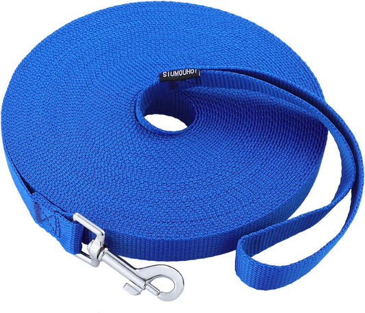 Dog/Puppy Obedience Recall Training Agility Lead - 15ft 20ft 30ft 40ft 50ft Training Leash - Great for Play, Camping, or Backyard - Blue 20ft
