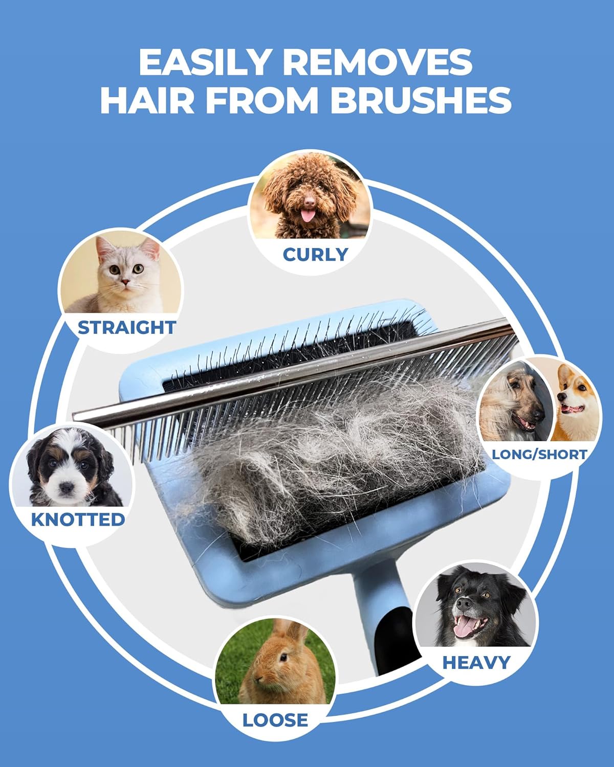 Dog Brush for Shedding Grooming,6 Pack Long-Pin Brush Set for Long Haired Dog Cat Goldendoodles Poodles Doodles Blue