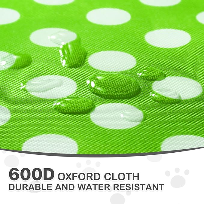 MoNiBloom 4 Wheels Pet Stroller, Easy-Fold Umbrella Shaped Dog Cat Jogger Stroller w/Storage Bag & Visible Mesh for Small/Medium Dogs Cats Lawn Green Polka Dots