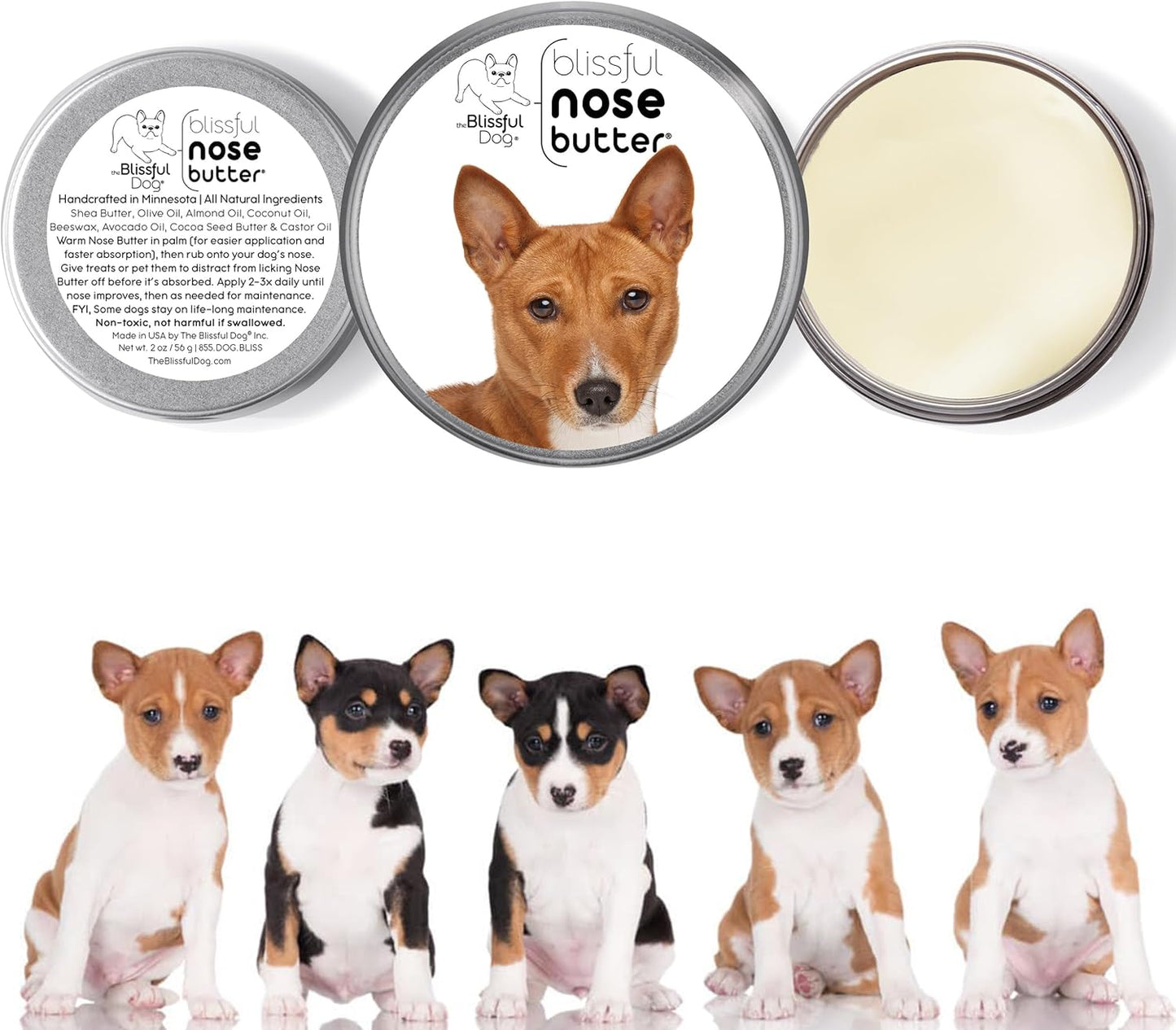 The Blissful Dog Basenji Unscented Nose Butter - Dog Nose Butter, 1 Ounce