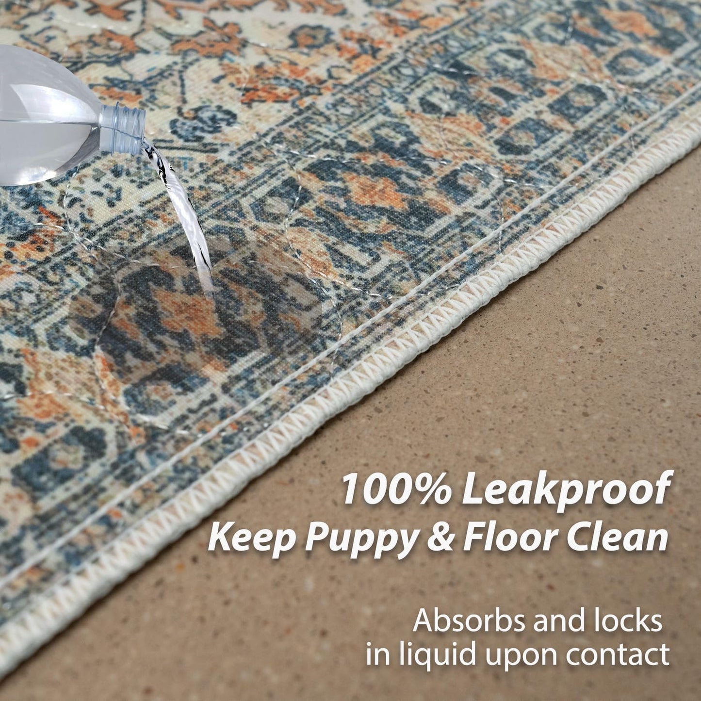 nunubaby Washable Pee Pads for Dogs, Stylish, Non-Slip and Leak-Proof Pee Pads. Reusable Potty Pads for Dogs for Crates and Floors.(Beige/Multi, 31" x36" )