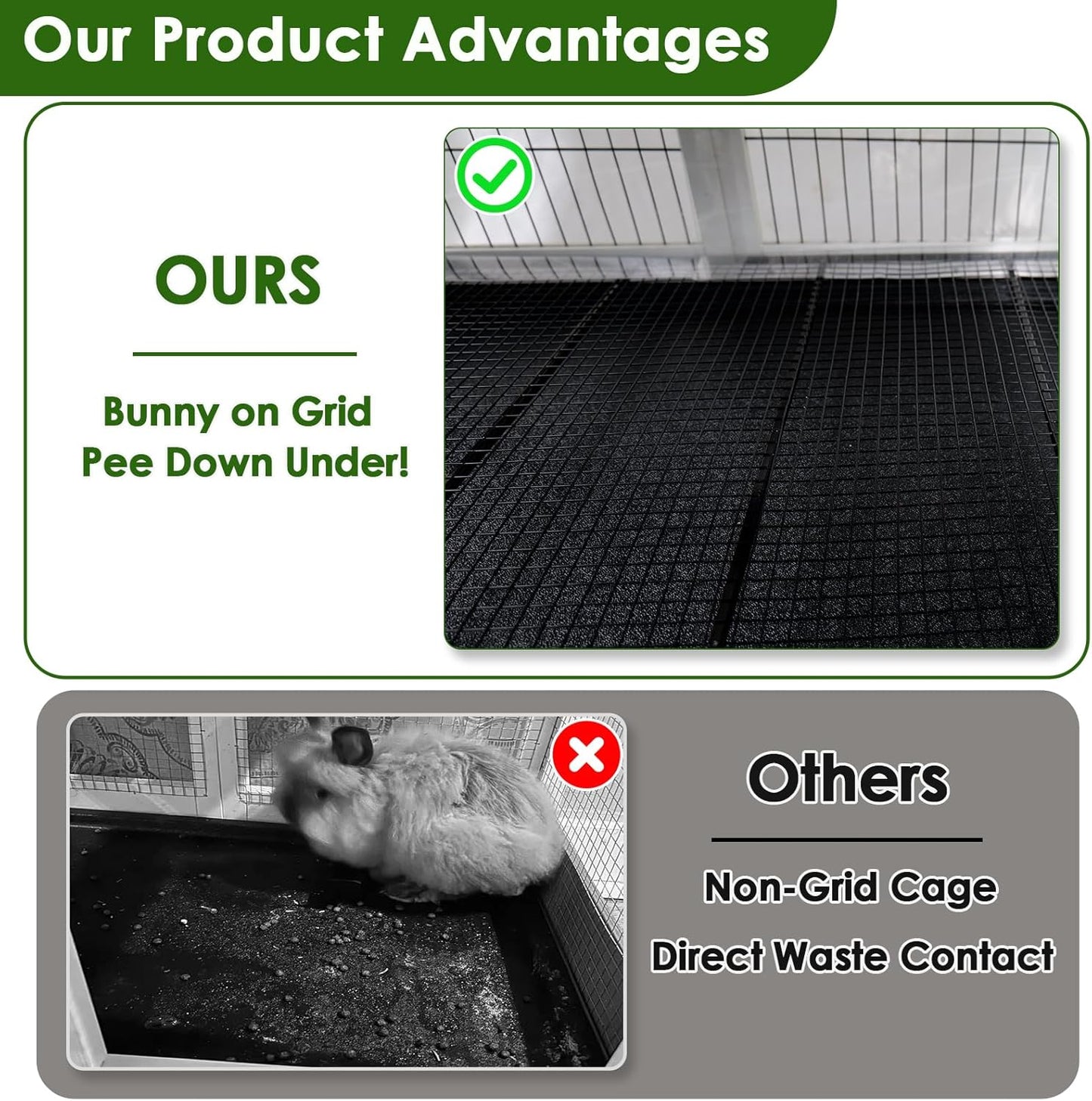 Bunny Hutch Indoor Rabbit Cage Outdoor 2-Story Rabbit House with Urine Guards and 2 Removable Tray for Small Animals