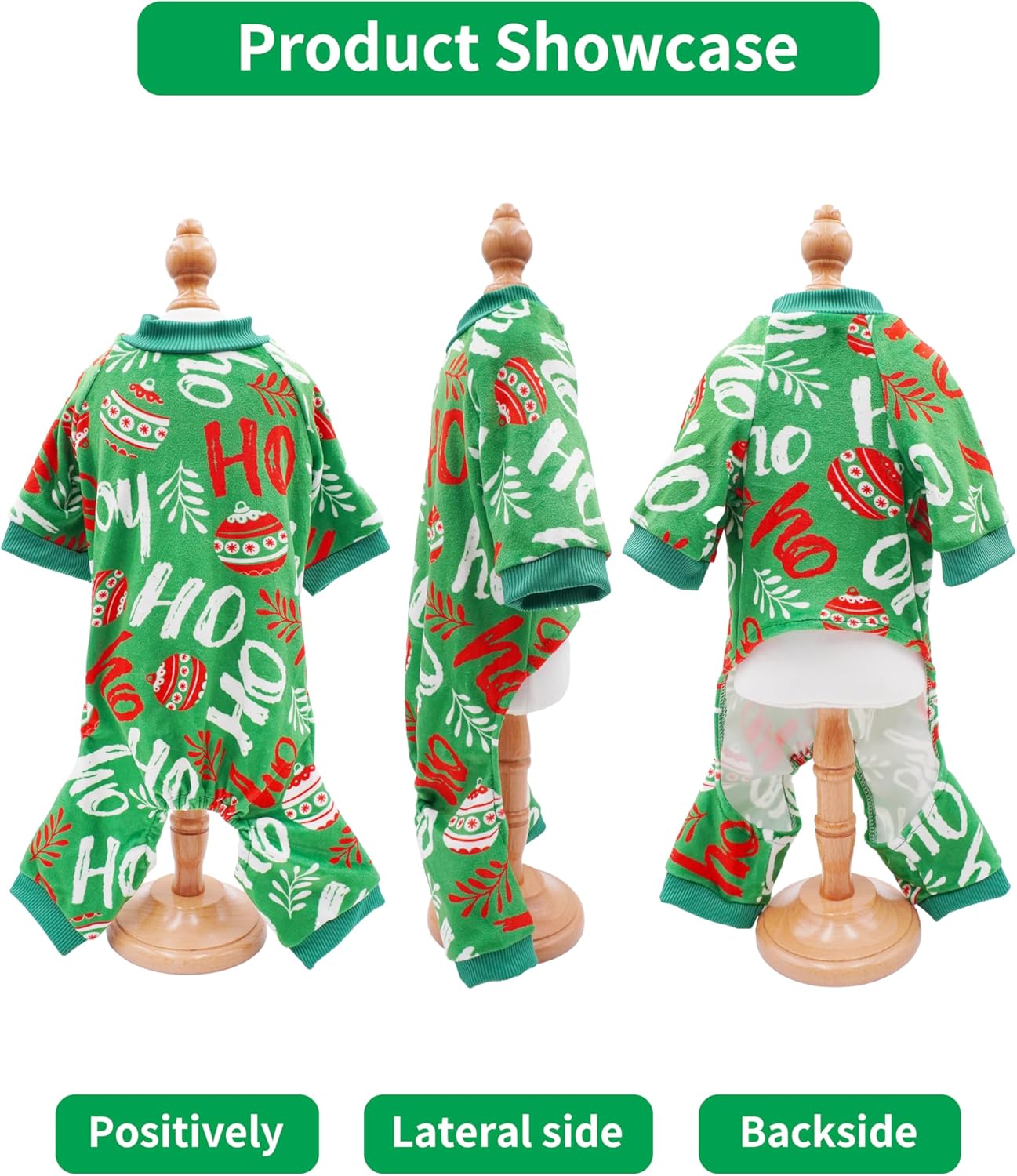 PET SHOW 4 Pack Small Dog Christmas Pajamas Holiday Dog Clothes Doggies Soft Stretchy PJs Xmas Jumpsuit Puppy Cats Girl Boy Onesies Red Green Outfits with Sleeve Pets Dachshund Costume XS