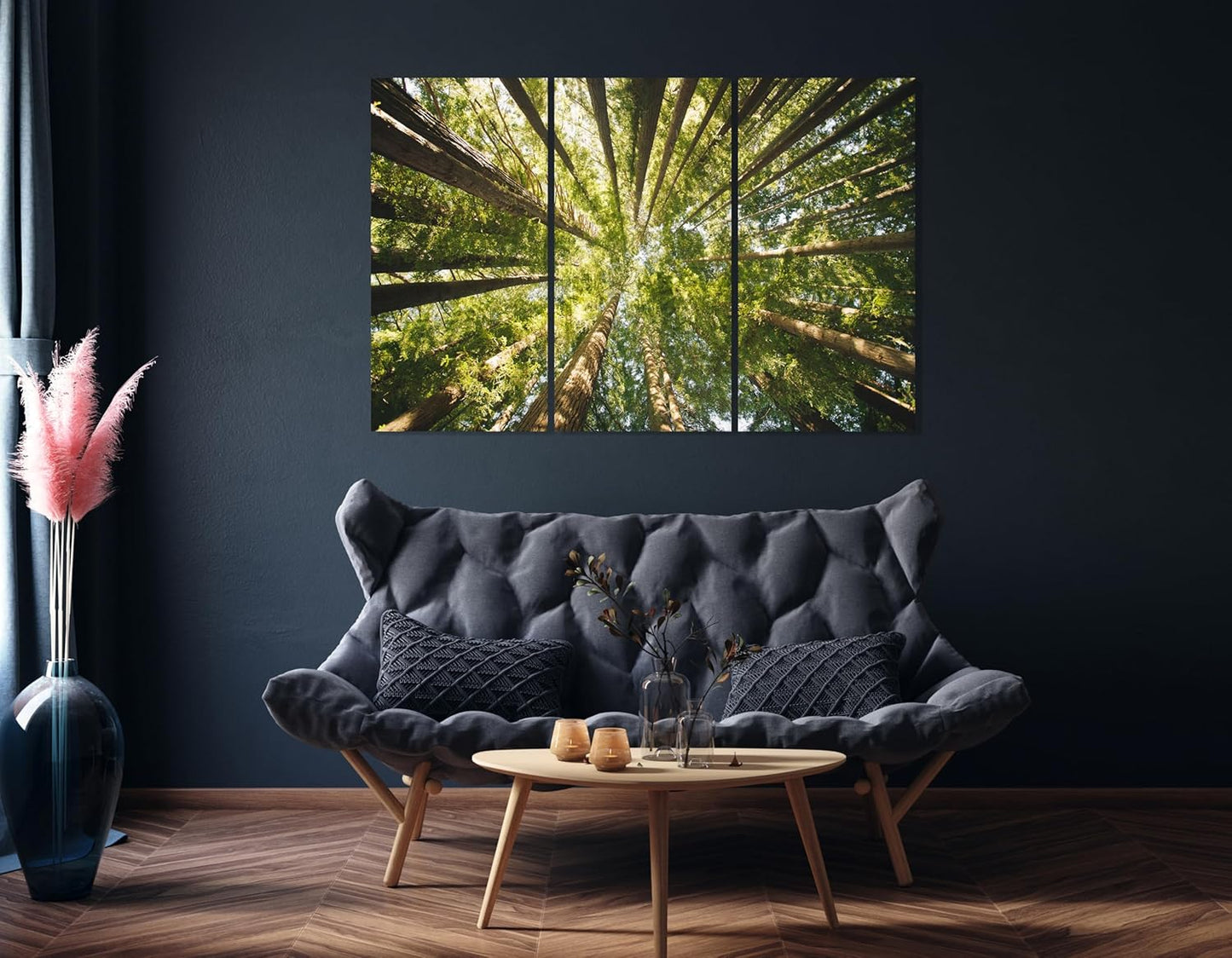 Nature Wall Art Prints - Ocean Forest Mountain Lake Canvas Landscapes - Small to Extra Large Living Room Bedroom Kitchen Bathroom Décor (Serenity in the Forest, 35L" x 53W" - 3 Panels)