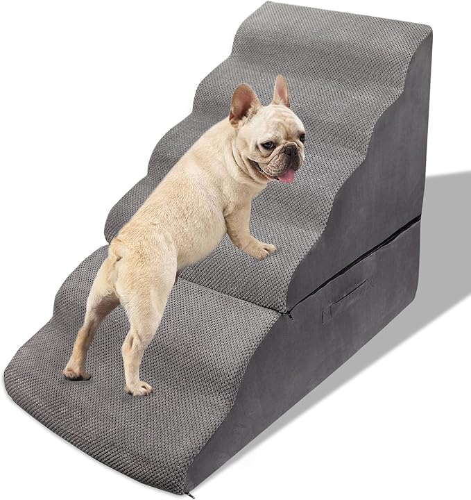Dog Stairs&Steps for 30 Inches Tall High Bed, Pet Dog Ramp Ladder for Small Medium Dogs, Doggie, Old Cats, Kitty, Small Animals(Grey, Up to 30-36 Inch Tall Bed)