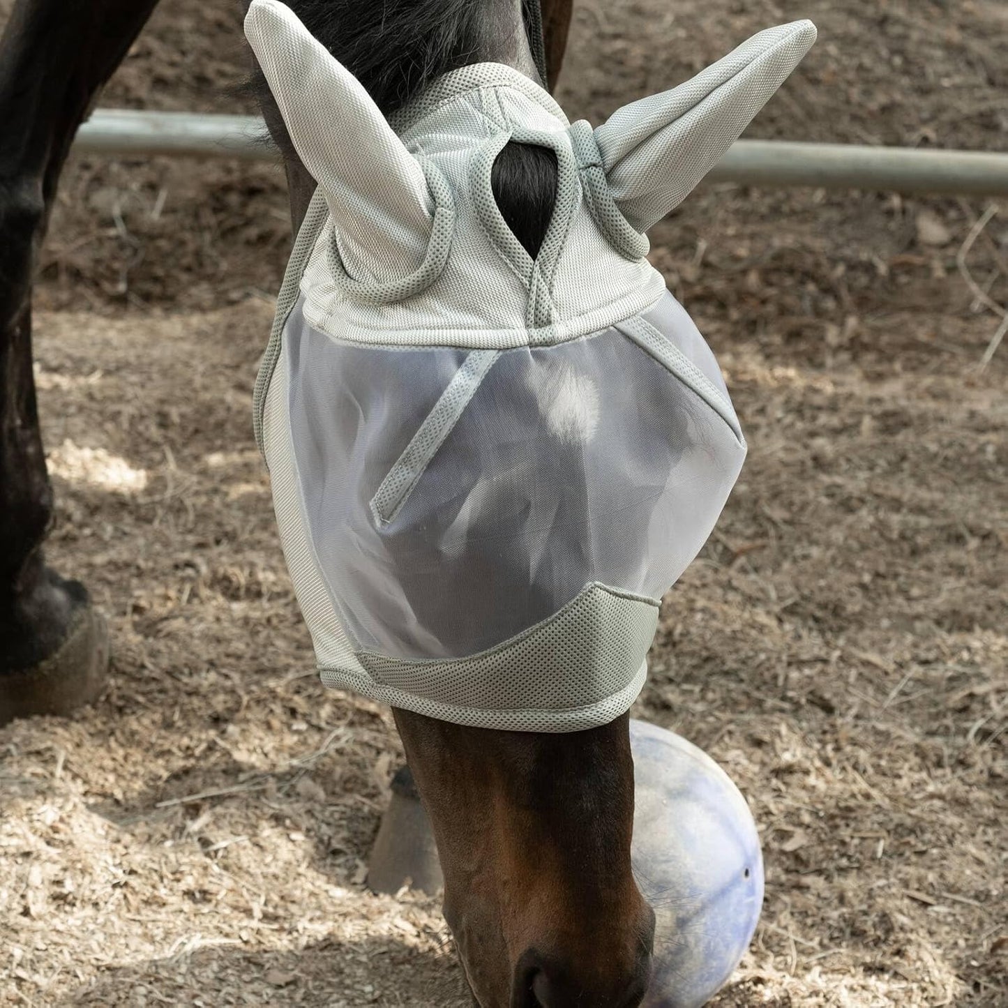 Equinavia Algard Soft Mesh Horse Fly Mask with Ear Protection and 45 UPF Rating | No Eye Irritation & UV Protection - Silver - Cob