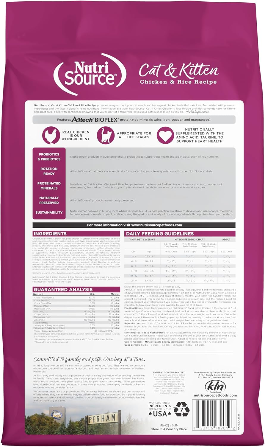 NutriSource Cat & Kitten Food, Chicken & Rice, 12LB