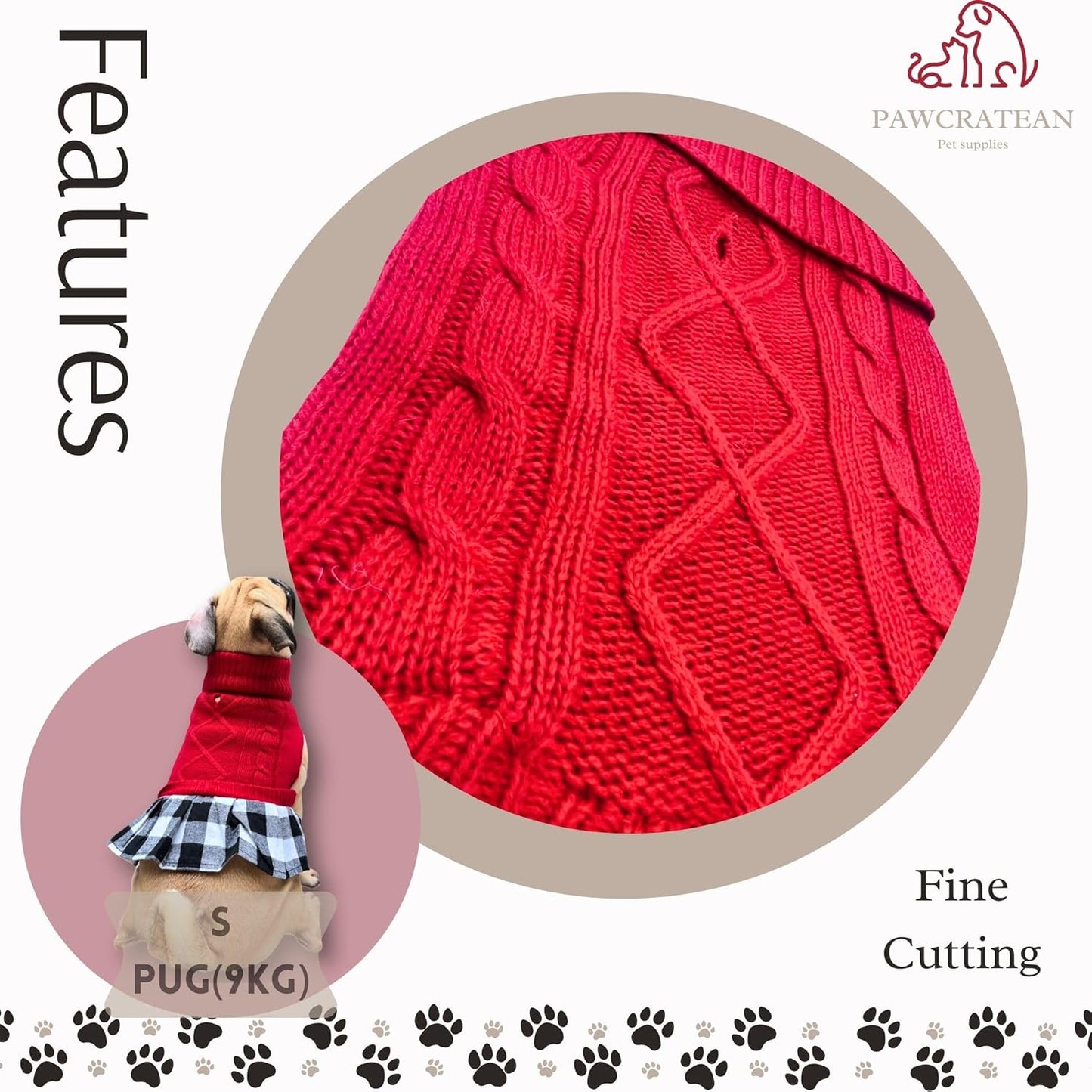Cute Sweater for Dogs and Cats Soft Flannel Pet Outfit Warm and Cozy Animal Hoodie Small to Large Pet Clothes for Halloween Parties and Everyday Wear (Small, Red Dress)