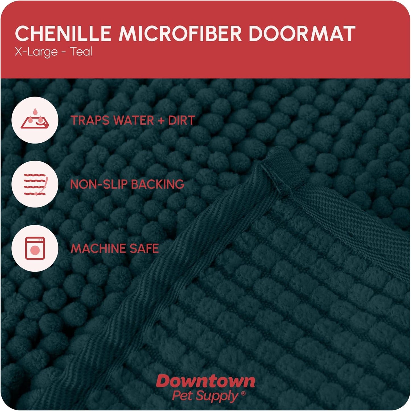 My Doggy Place Microfiber Dog Mat for Muddy Paws, 60" x 36" Teal - Non-Slip, Absorbent and Quick-Drying Dog Paw Cleaning Mat, Washer and Dryer Safe - X-Large/Runner