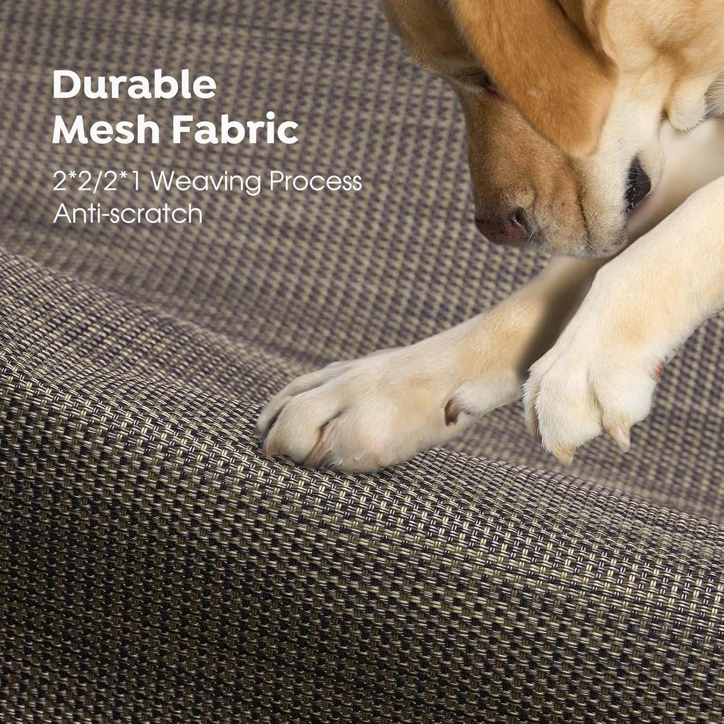 Veehoo Original Outdoor Elevated Dog Bed, Cooling Raised Dog Cot for Large Dogs, Portable Standing Pet Hammock Platform with Washable Breathable Mesh, No-Slip Feet, Large, Brown, CWC2201