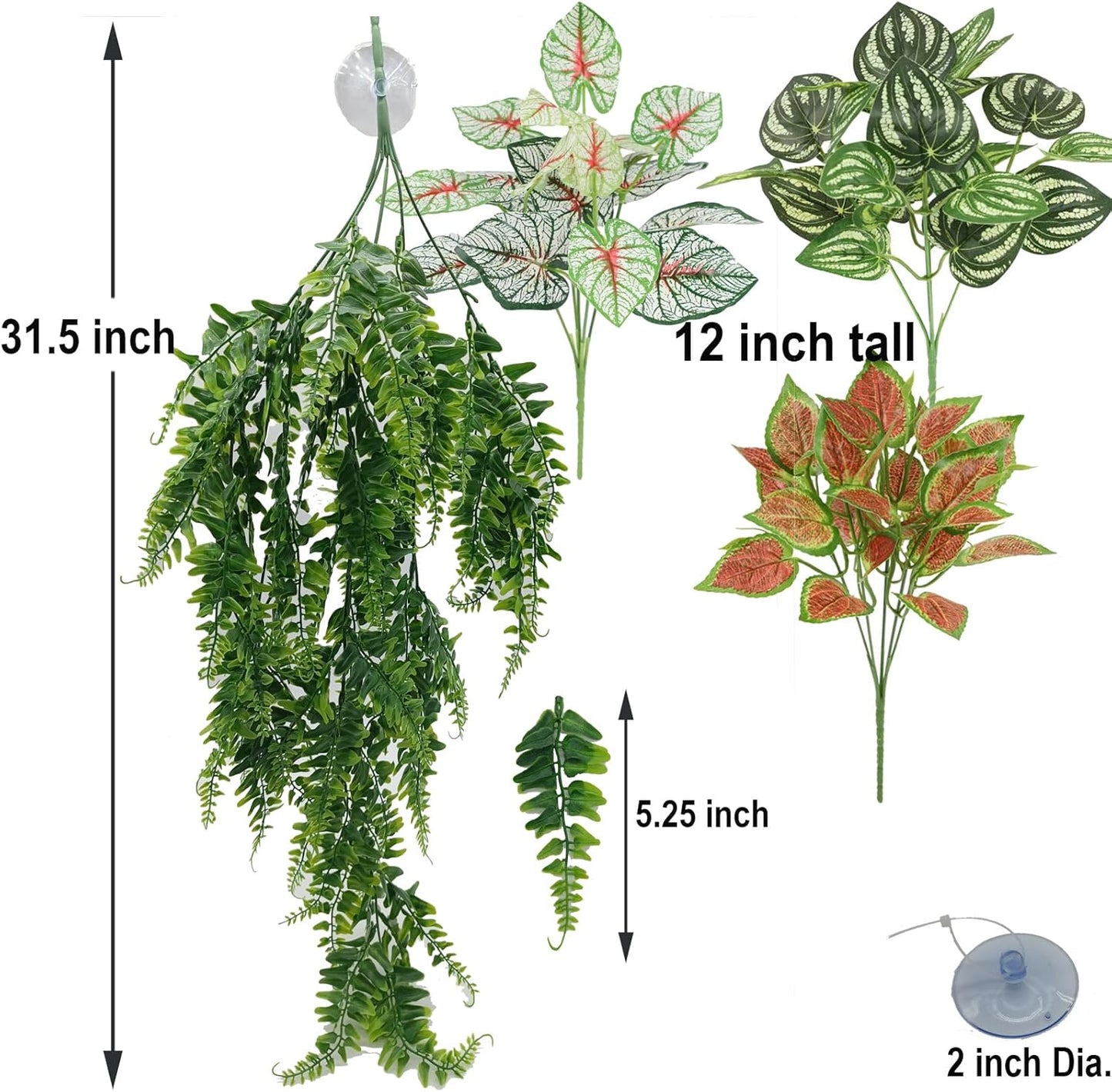 Reptile Plants for Bearded Dragon Tank Accessories, Terrarium Plant Artificial Decor for Snake Cage, Fake Plant for Leopard Gecko Habitat, Lizard Chameleon Ball Pythons (Group BP)