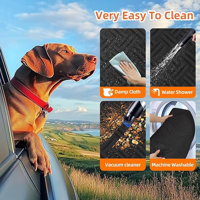 Dog Car Seat Cover for Back Seat,100% Waterproof & Scratchproof Back Seat Pet Cover for Dogs,5MM PP Board Hard Bottom Dog Bed for Car,Supports 400lbs Back Seat Extender for Dogs for Car/SUV