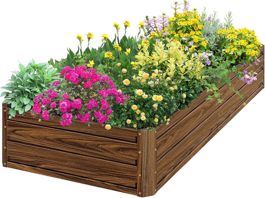 SnugNiture Galvanized Raised Garden Bed 8x4x1FT Outdoor Large Metal Planter Box Steel Kit for Planting Vegetables, Flowers