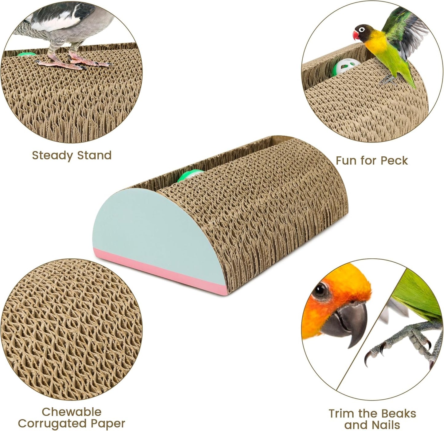 Parrot Cardboard Toy with Jingle Bells Bird Cage Perches Toy for Small to Regular Parrot Toys Bird Amazon, Grey Parrots, Parakeets,Macaw