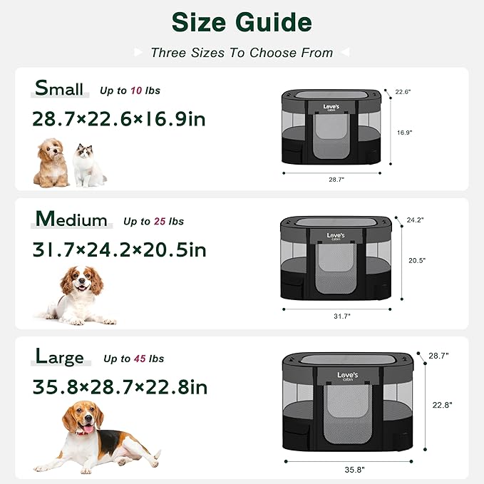 Love's Cabin Small Dog Tent Crates Cage Indoor/Outdoor, Portable Exercise Playpen for Dog and Cat, Foldable Pop Up Dog Kennel Playpen with Carrying Case (Grey)