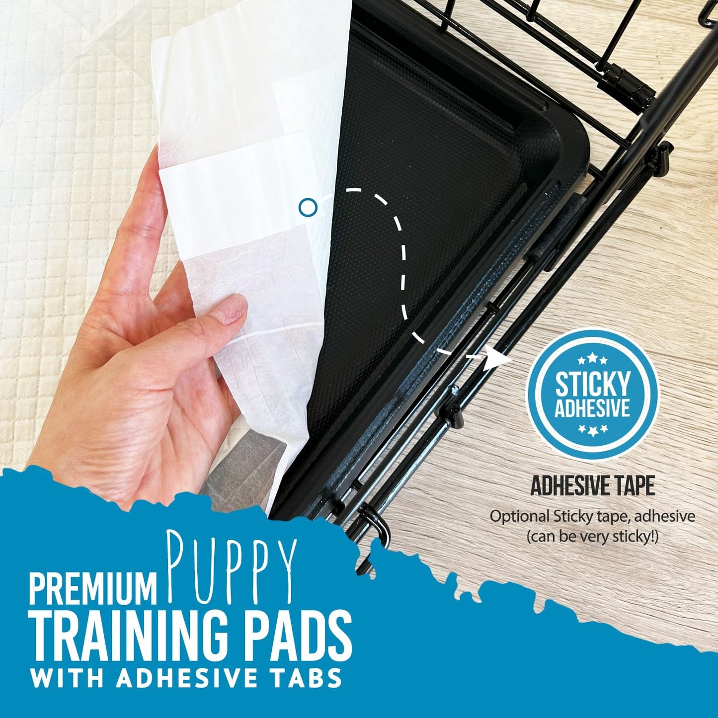 Bulldogology Puppy Pee Pads XL with Adhesive Sticky Tape - Extra Large Dog Training Wee Pads (24x35) 6 Layers with Extra Quick Dry Bullsorbent Polymer Tech (60-Count, White)