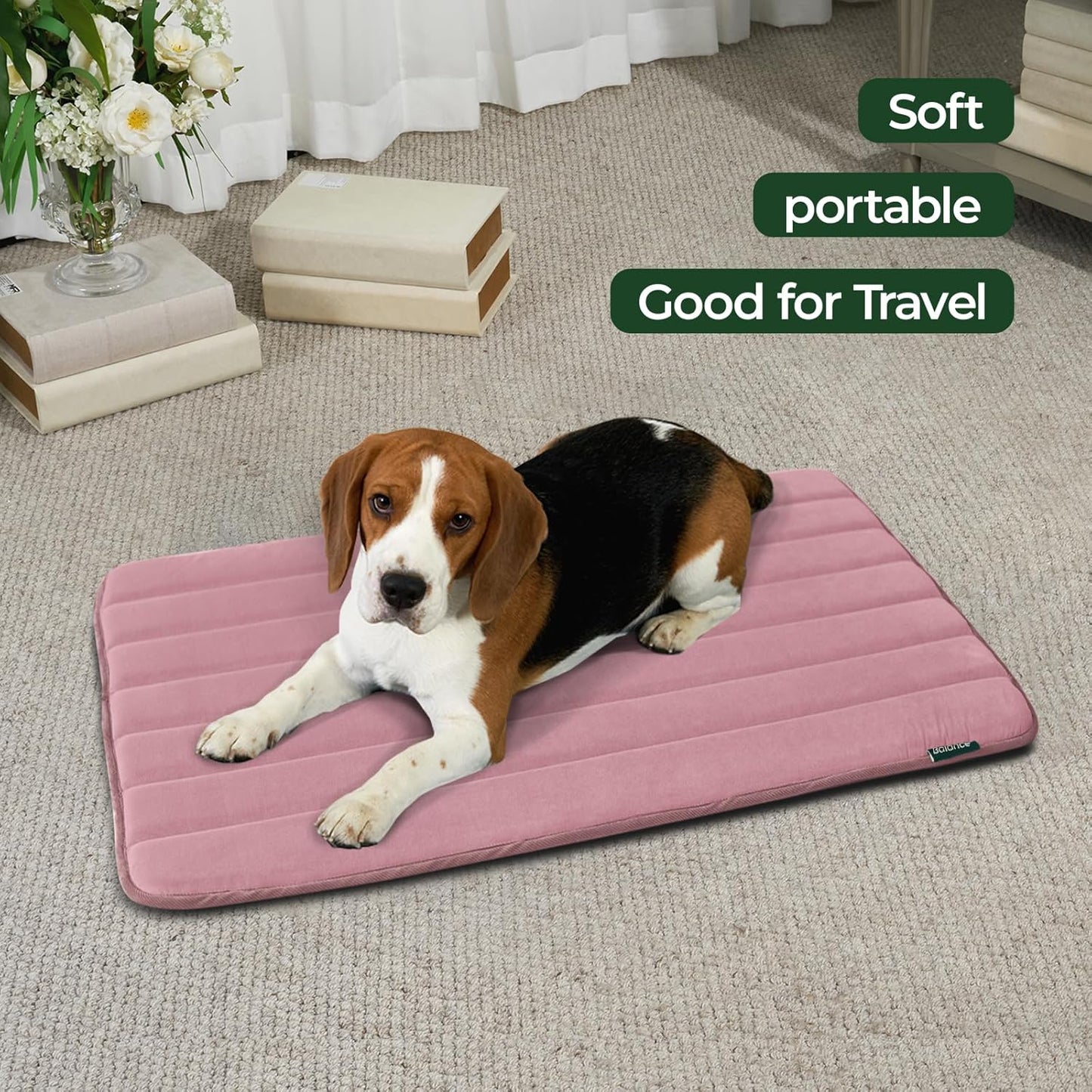 BALANCE Dog Crate Pad, Dog Foam Crate Mat Kennel Pad, Washable Water-Resistant Pet Bed Flat Dogs Cage Mat for Large Dogs
