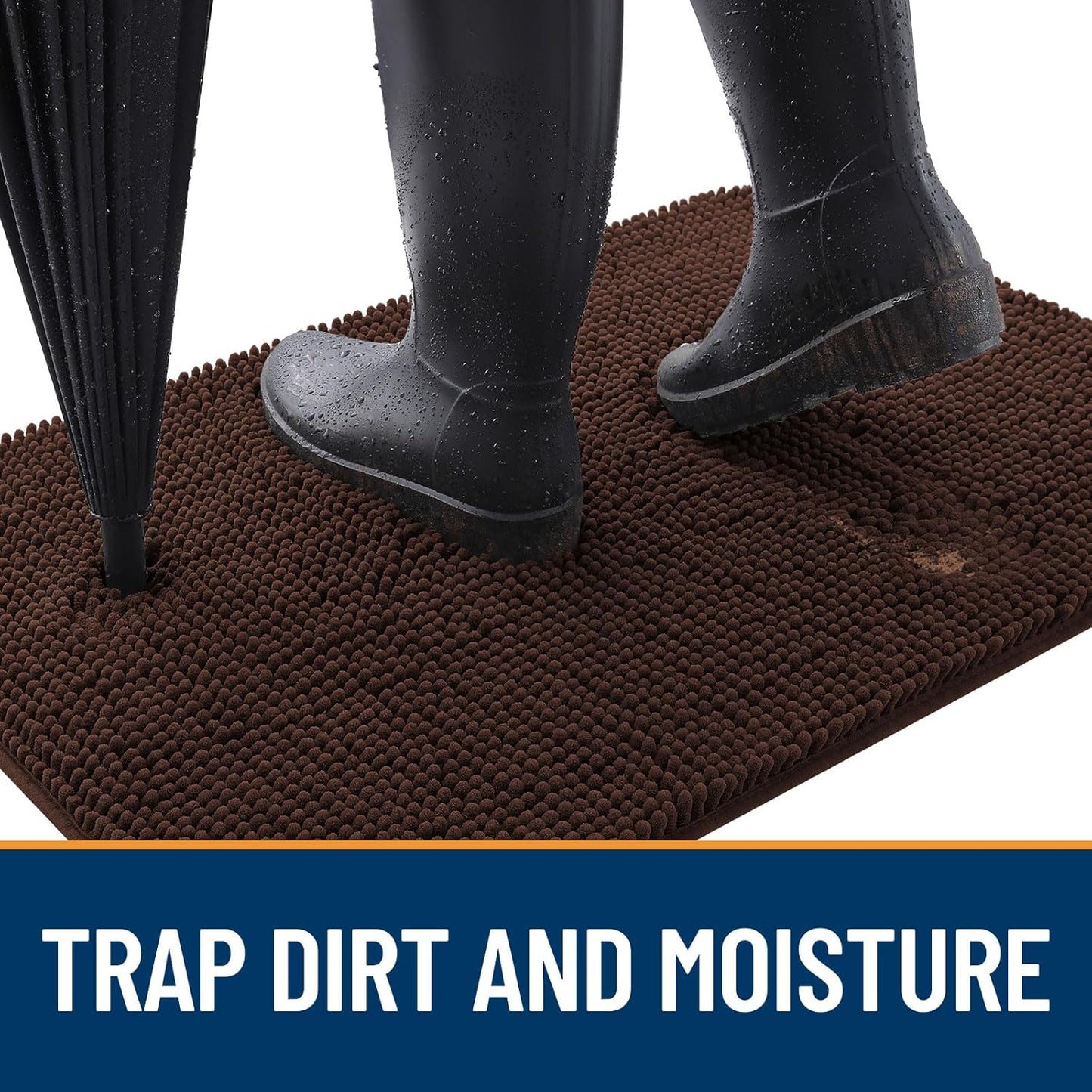 OLANLY Dog Door Mat for Muddy Paws 47x20, Absorbs Moisture and Dirt, Absorbent Non-Slip Washable Doormat, Quick Dry Chenille Mud Mat for Dogs, Entry Indoor Entryway Carpet for Inside Floor, Brown