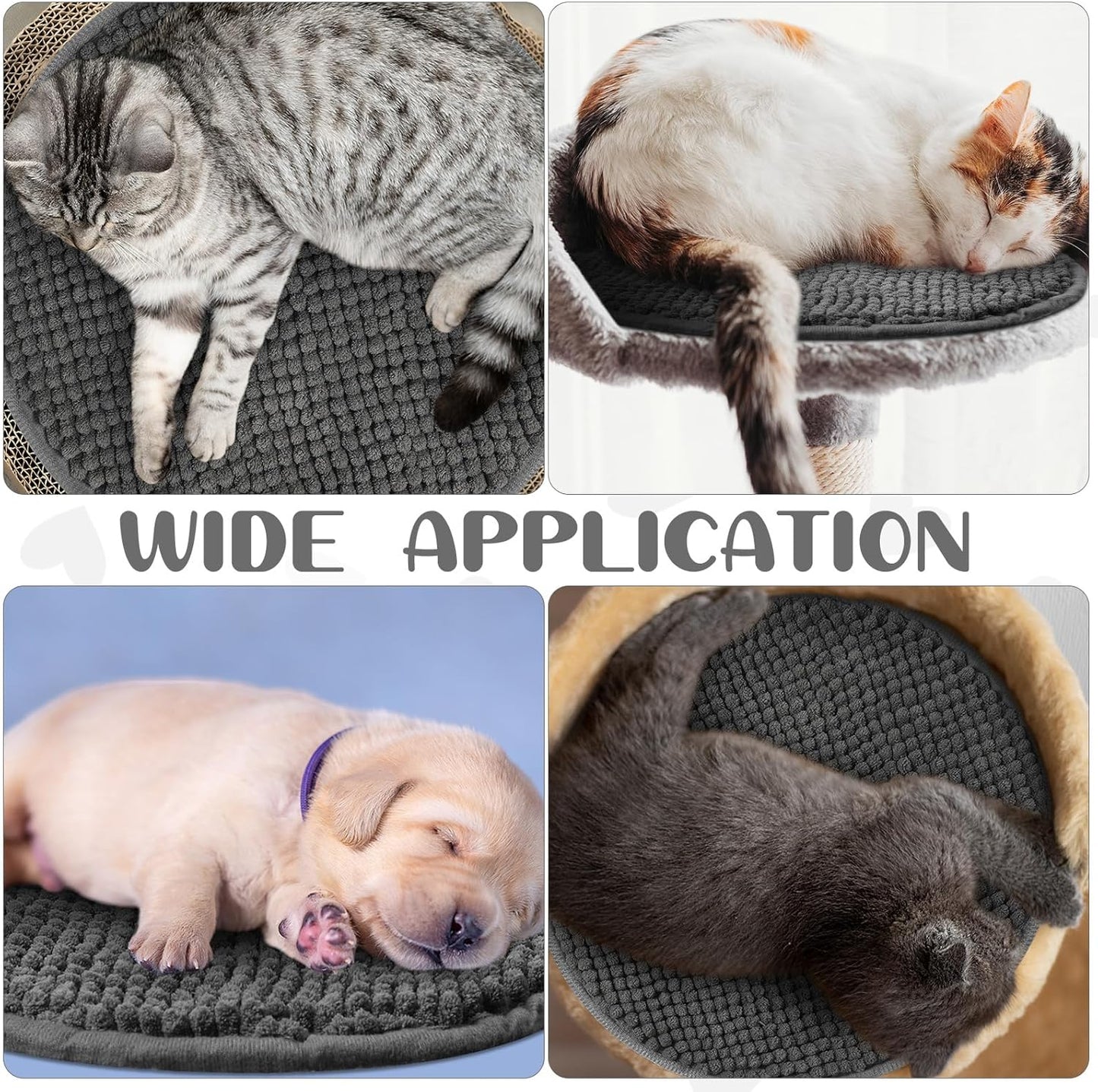 Amylove 4 Pcs Guinea Pig Cage Liner Guinea Pig Bedding Washable Fleece Pee Pads Reusable Small Animals Training Mat Small Animal Sleeping Bed for Bunny Hamster(Dark Gray,Diameter 12 Inch)