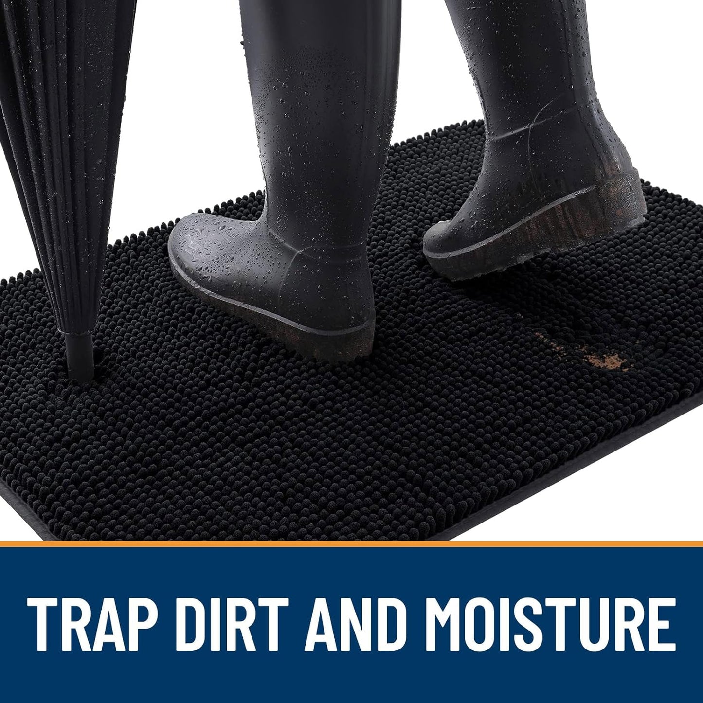 OLANLY Dog Door Mat for Muddy Paws 40x32, Absorbs Moisture and Dirt, Absorbent Non-Slip Washable Doormat, Quick Dry Chenille Mud Mat for Dogs, Entry Indoor Entryway Carpet for Inside Floor, Black