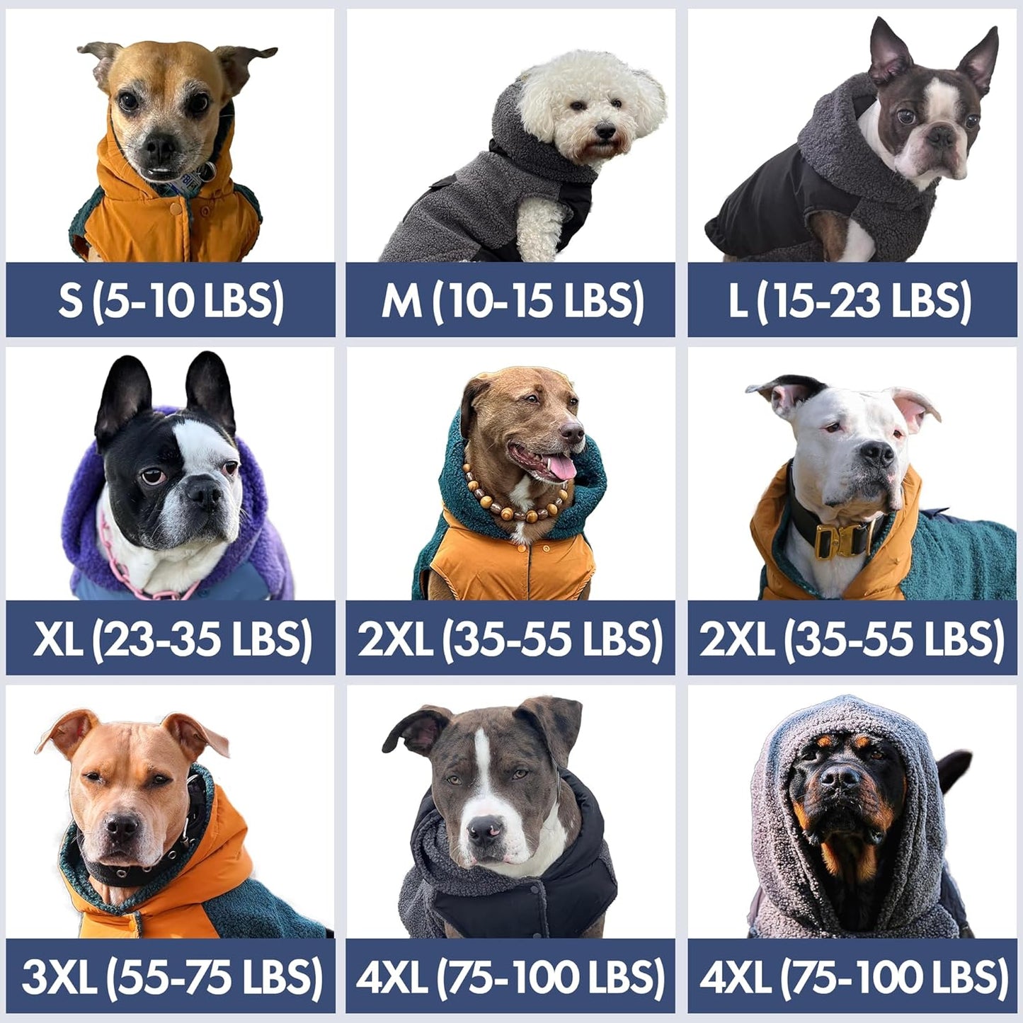 Spark Paws Reversible Dog Sweater, Sherpa Jacket Vest with Warm Fleece Lining, Warm Coat for Winter, Suitable for Small Medium, Large, XL XXL Dogs - Black and Grey - M