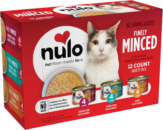 Nulo Finely Minced Variety Flavor Wet Canned Cat Food, 2.8 Ounce (Pack of 12)