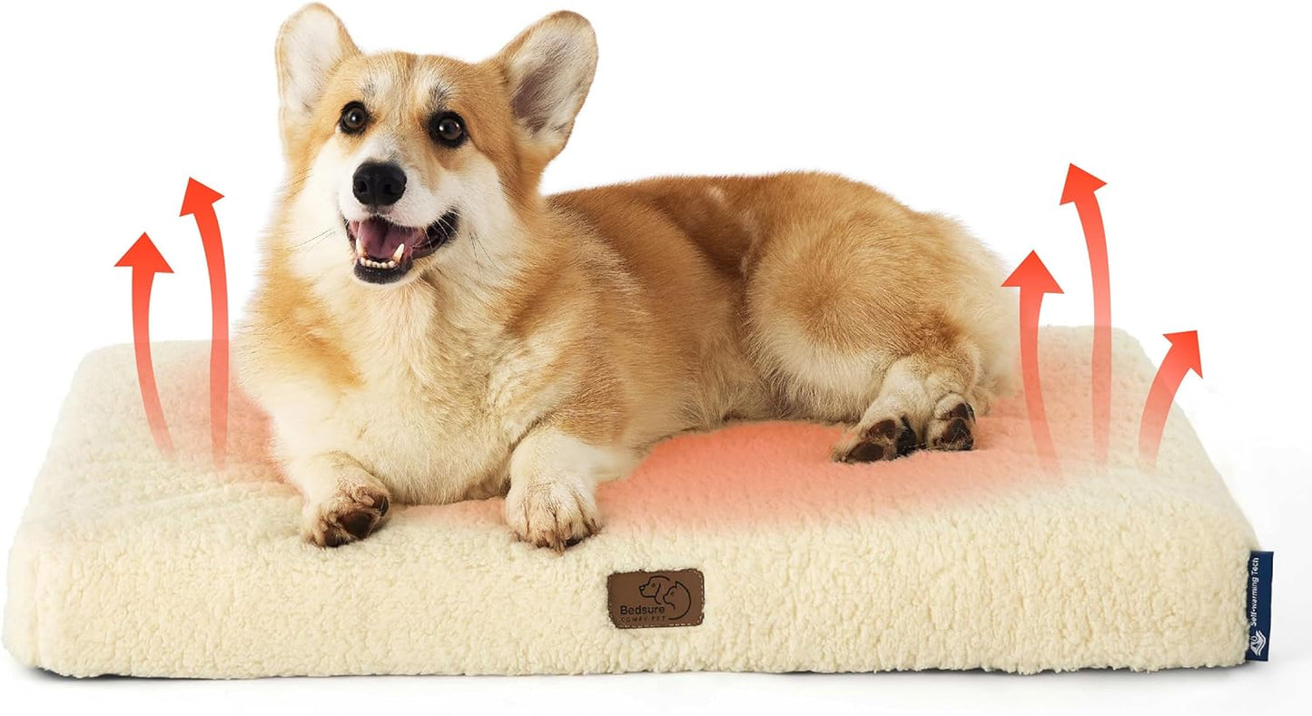 Bedsure Self Warming Dog Bed for Medium Dogs - Orthopedic Waterproof Puppy Beds with Removable Washable Cover, Egg Crate Foam Pet Mat, Suitable for Pet Up to 35 lbs