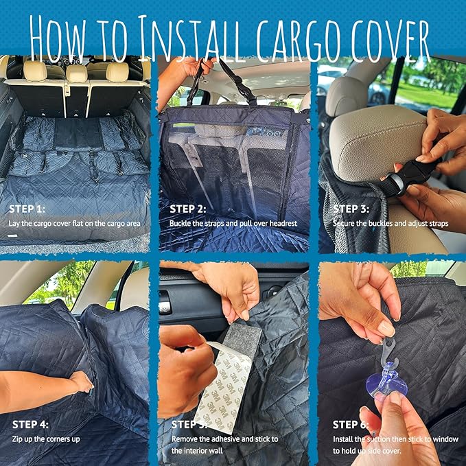 Bulldogology Cargo Liner for SUV - Heavy Duty Pet Trunk Liner Cargo Cover - Waterproof Cargo Cover for Dogs Hair, Muddy Paws - Protector Cargo Mats for Back of SUV (Large, Black)