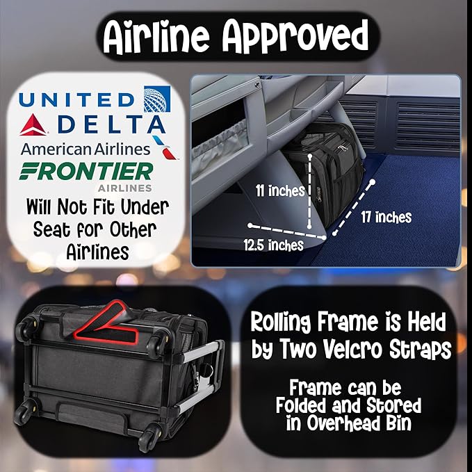 Pet Carrier with Wheels | United Delta American Frontier Airline Approved | Two Expandable Sides, Storage Pockets Adjustable Leash | Rolling Dog and Cat Carrier TSA Compliant (Charcoal)