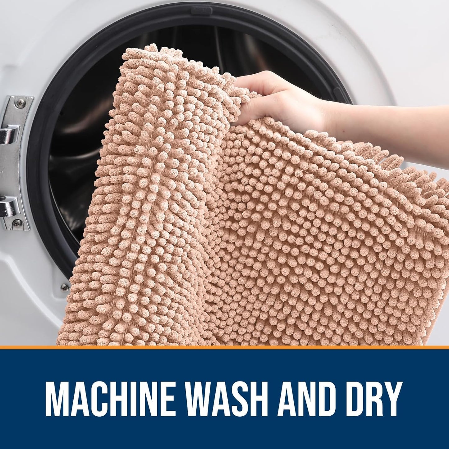 OLANLY Dog Door Mat for Muddy Paws 70x35, Absorbs Moisture and Dirt, Absorbent Non-Slip Washable Doormat, Quick Dry Chenille Mud Mat for Dogs, Entry Indoor Entryway Carpet for Inside Floor, Peach