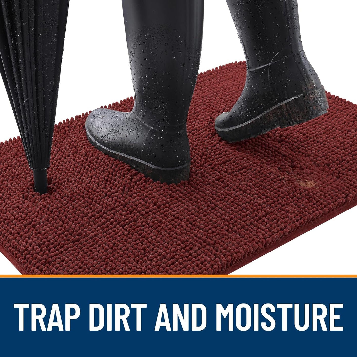 OLANLY Dog Door Mat for Muddy Paws 24x16, Absorbs Moisture and Dirt, Absorbent Non-Slip Washable Doormat, Quick Dry Chenille Mud Mat, Entry Indoor Entryway Carpet for Inside Floor, Caramel Russet