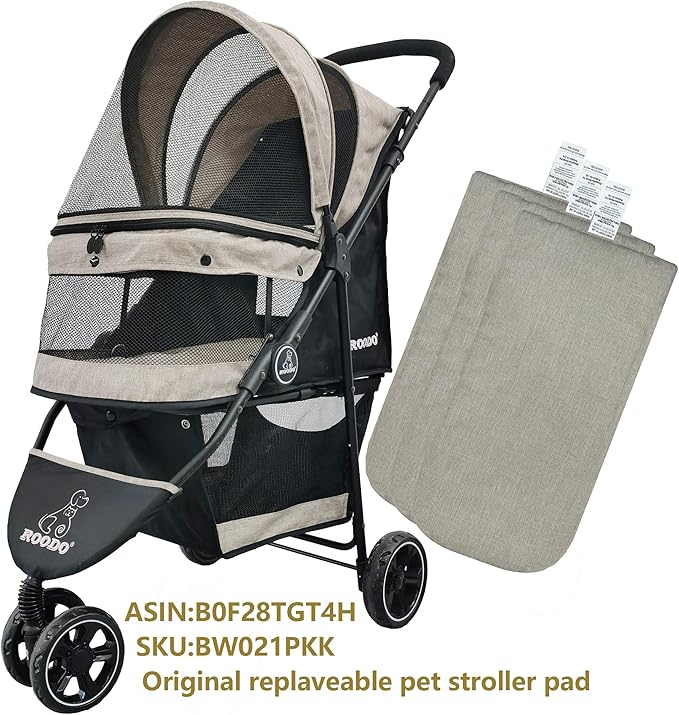ROODO Pet Stroller Inner Pad for Exclusive Use,Original,Replaceable,Easy to Clean,Set of 3 pc(Khaki)