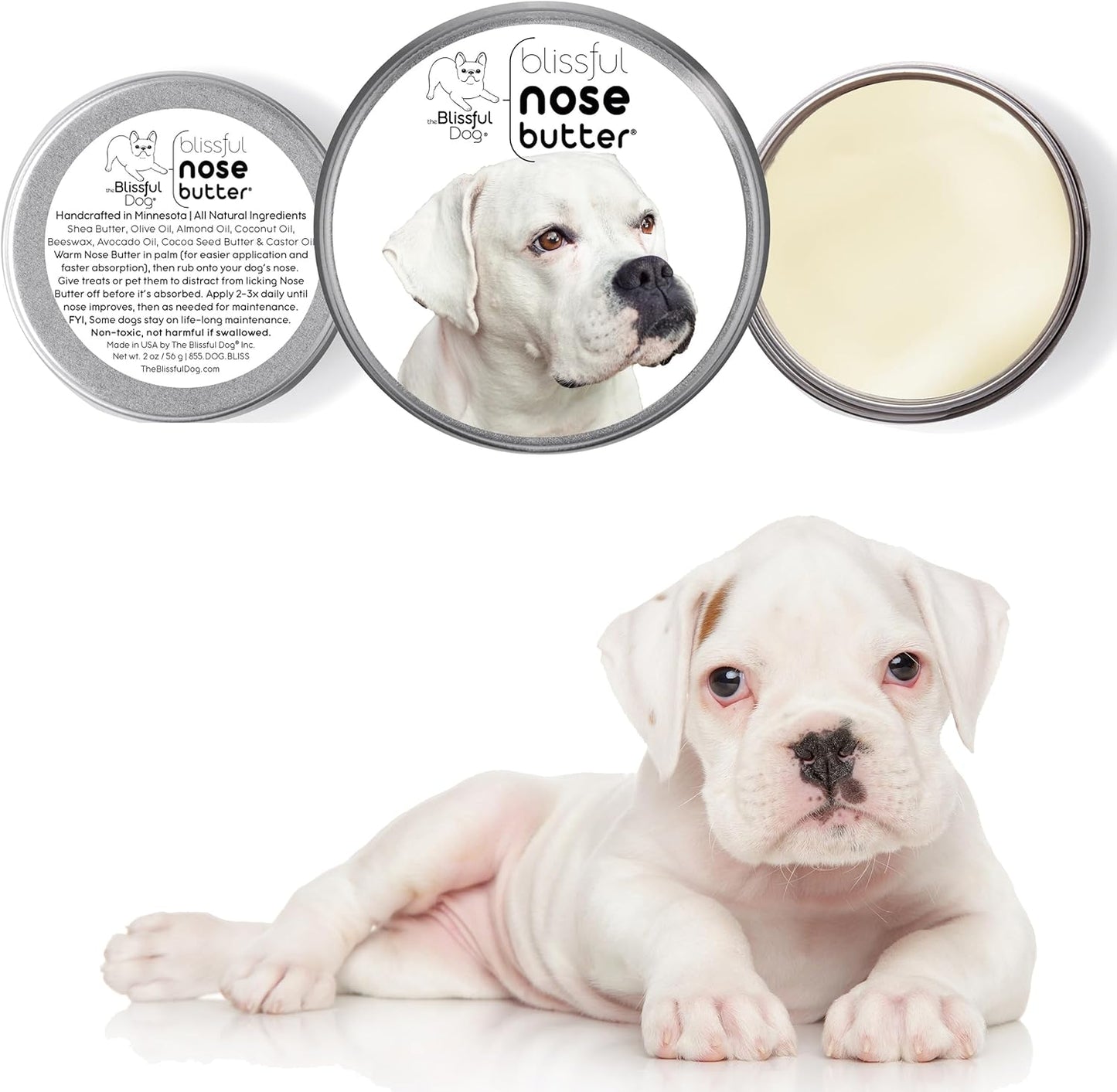 The Blissful Dog White Boxer Unscented Nose Butter - Dog Nose Butter, 16 Ounce