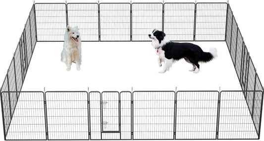Dog Playpen, Outdoor Dog Fence, 24 Panels, 40" H Dog Pen for Medium/Small Dogs, Heavy Duty Metal Pet Fence with Gate, Portable Dog Fence for RV Camping and Yard (Black)