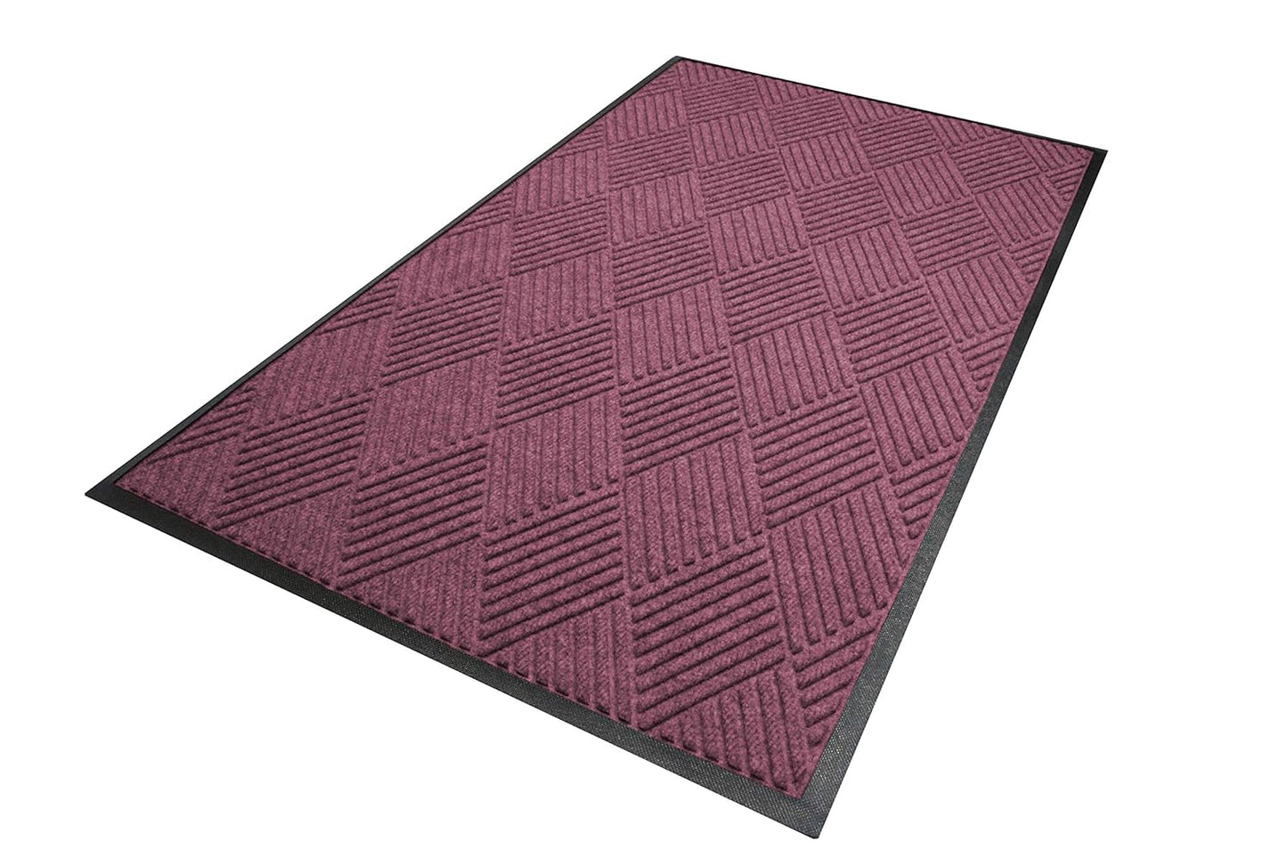 M+A Matting WaterHog Diamond | Commercial-Grade Entrance Mat with Rubber Border – Indoor/Outdoor, Quick Drying, Stain Resistant Door Mat (Bordeaux, 3' x 5')