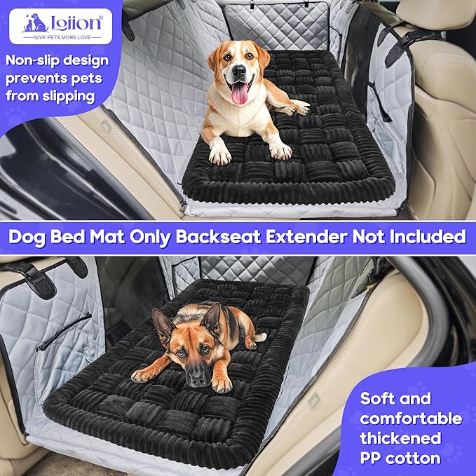 Dog Car Bed Mat, Non-Slip Backseat Extender Pet Blanket, Plaid Dog Bed for SUVs, Sedans & Trucks, Chew-Resistant Travel Pad for Dogs, Easy Clean & Scratch-Proof & Comfort (50"x24.6") Black