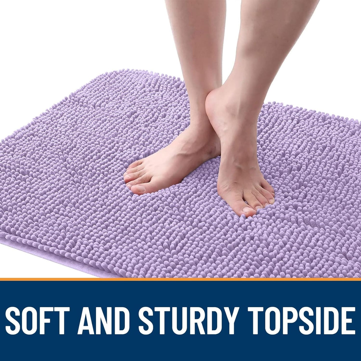 OLANLY Dog Door Mat for Muddy Paws 47x24, Absorbs Moisture and Dirt, Absorbent Non-Slip Washable Doormat, Quick Dry Chenille Mud Mat for Dogs, Entry Indoor Entryway Carpet for Inside Floor, Lavender