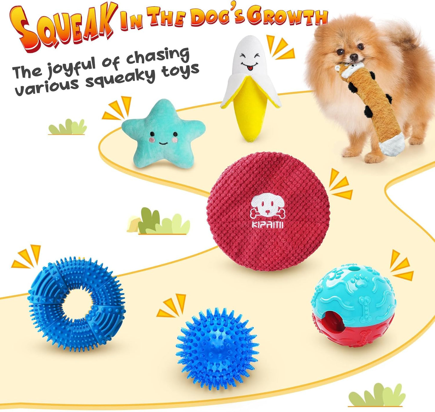 KIPRITII Puppy Toys for Dog Teething -25 Pack Various Puppy Chew Toys with Rope Toys, Dog Treat Balls & Squeaky Toy for Puppy and Small Dogs