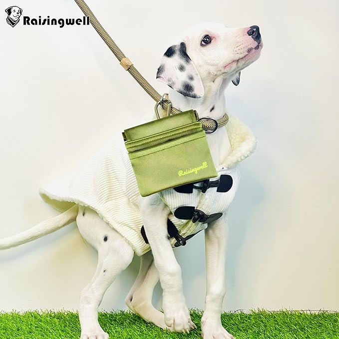 Dog Treat Pouch, Pocket Sized Pet Training Pouch, Hand Free Bronze Dog Walking Bag with Carabiner, Self-Closing Pet Feed Snack Reward, for Puppy Travel or Outdoor Use, NanoPTC