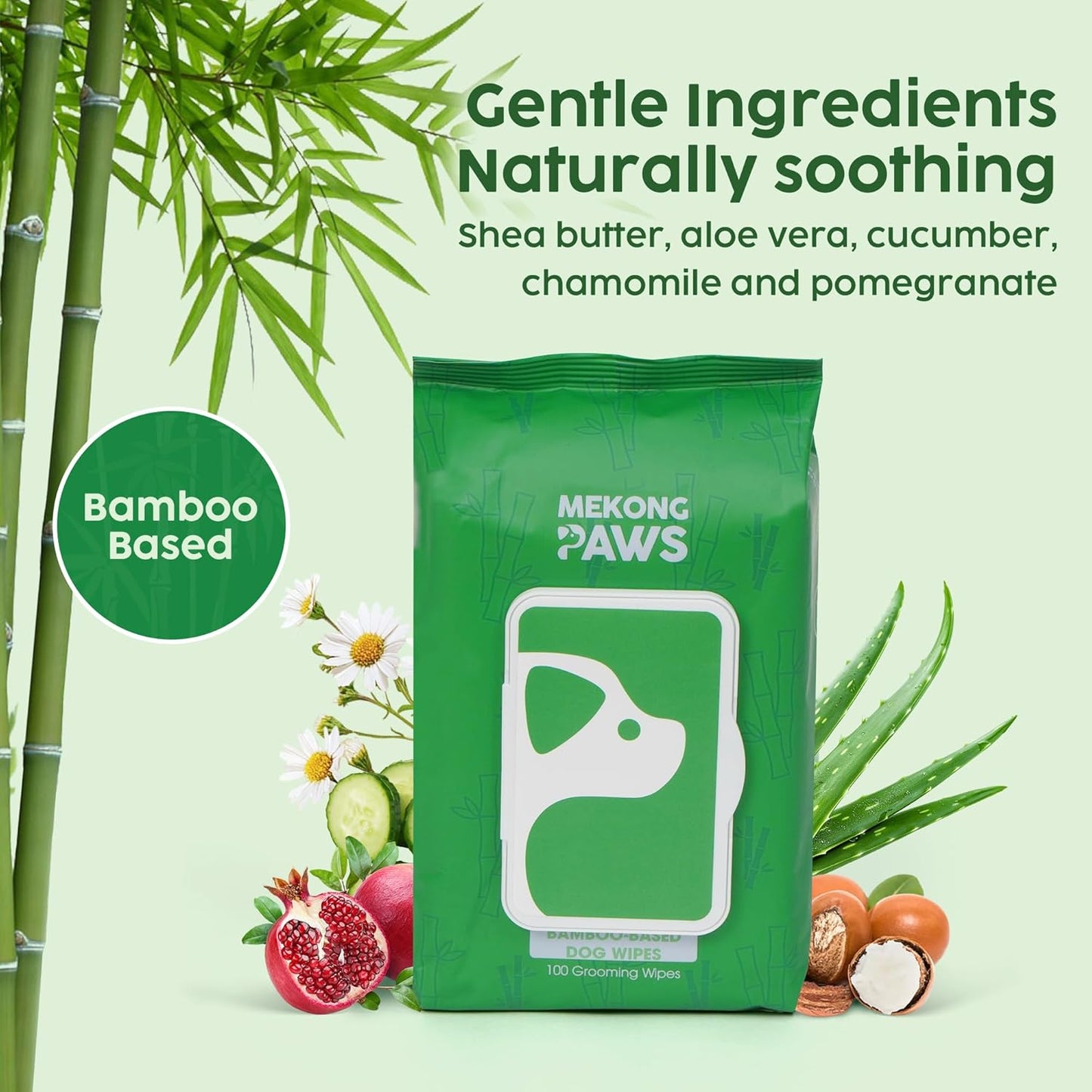 Unscented Pet Grooming Wipes - Natural Bamboo Fiber - Cleansing Wipes for Dog & Cat - Soft & Caring for Sensitive Skin - Durable & Tear Resistant for Paw, Coat & Bum Freshening - 100 Count