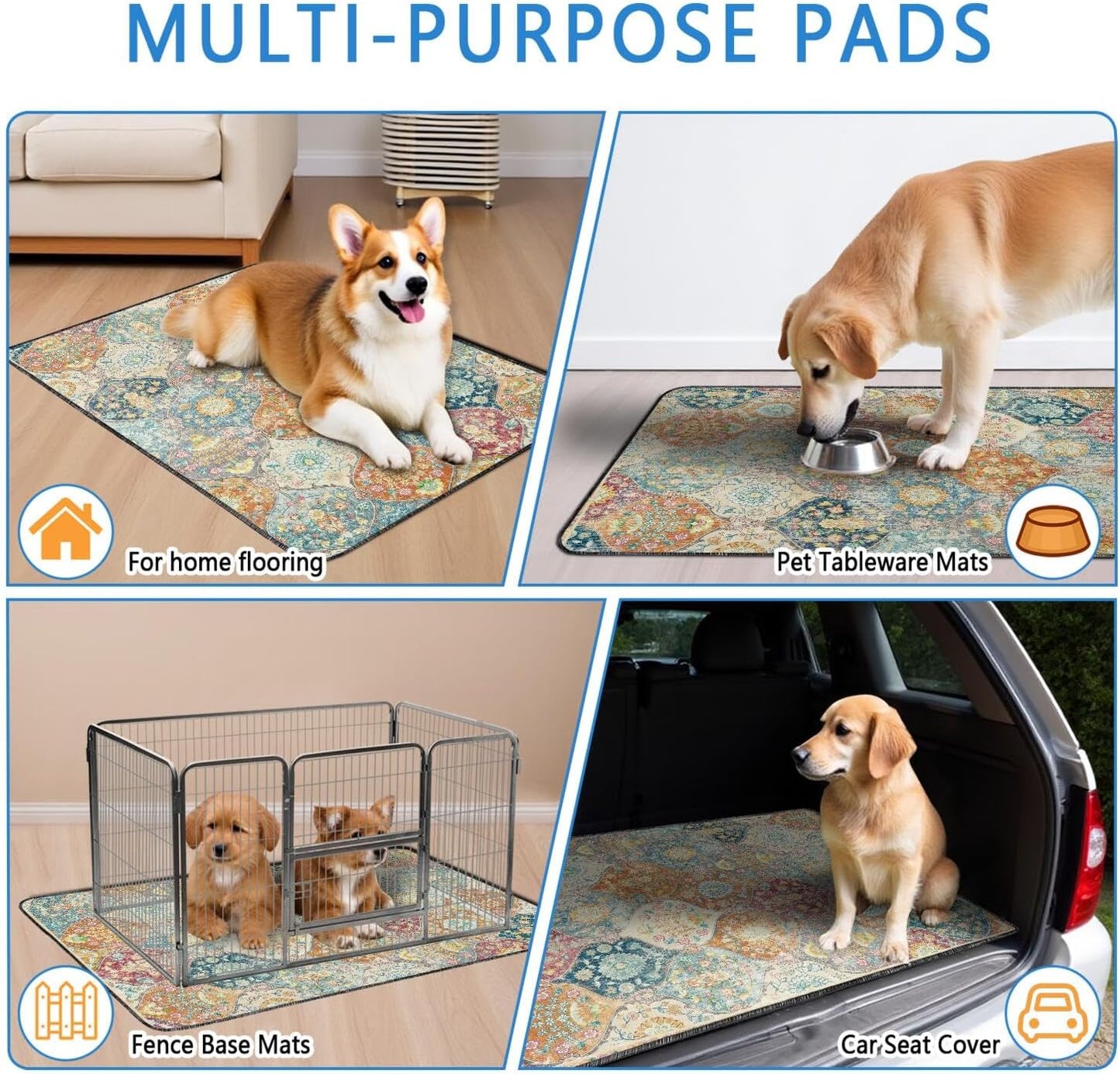 Washable Pee Pads for Dogs 2 Pack, Absorbent Reusable Puppy Pads Waterproof, Leakproof & Non-Slip Whelping Pad, Potty Training Pads for Dogs Playpen Mat 24x36