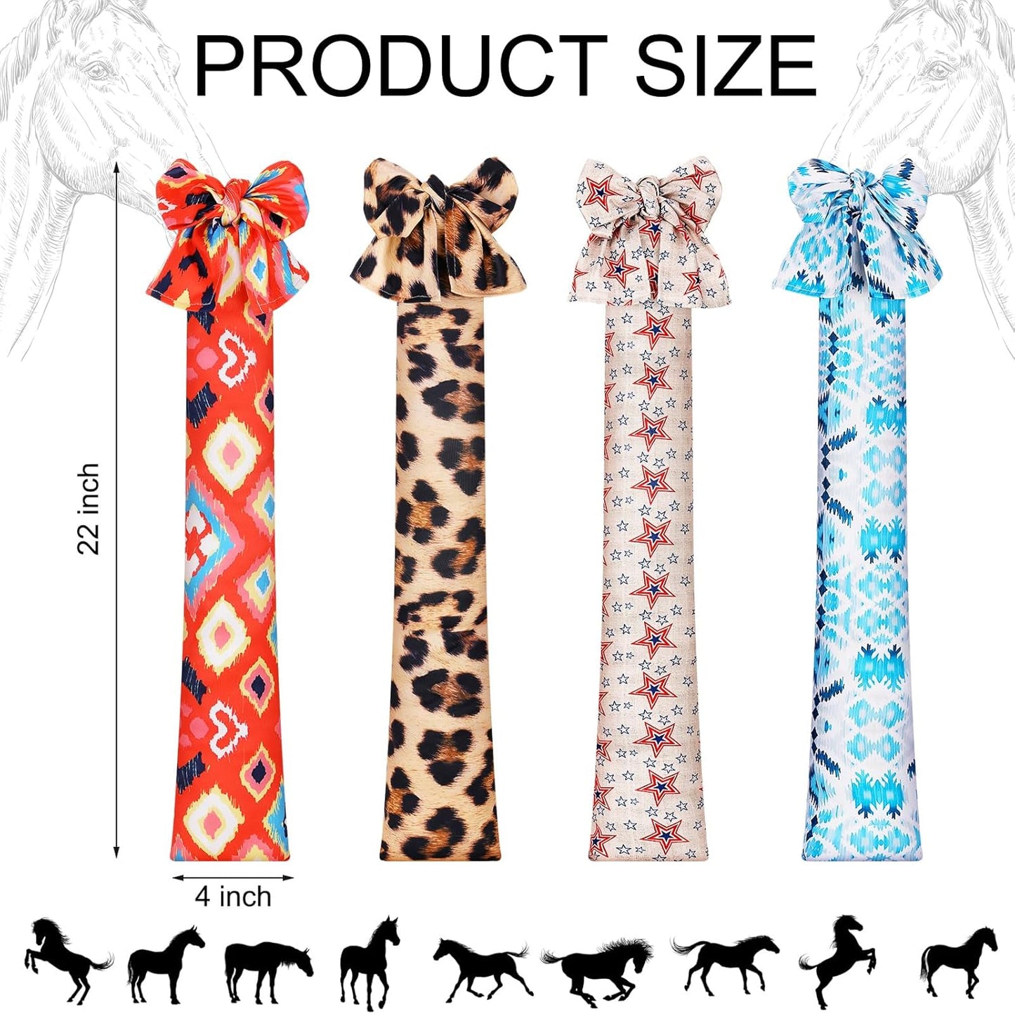 4 Pcs Horse Tail Bag Stretchy 22" Breathable with 2 Strands to Keep Clean and Protected Grooming Supplies